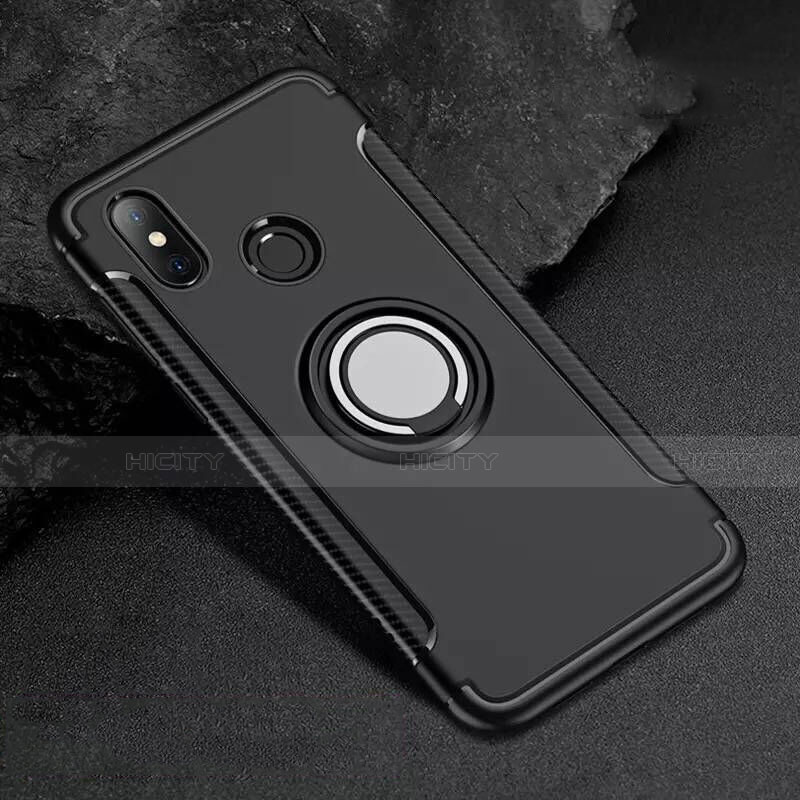 Xiaomi Mi 8用ハイブリットバンパーケース プラスチック アンド指輪 マグネット式 Xiaomi ブラック