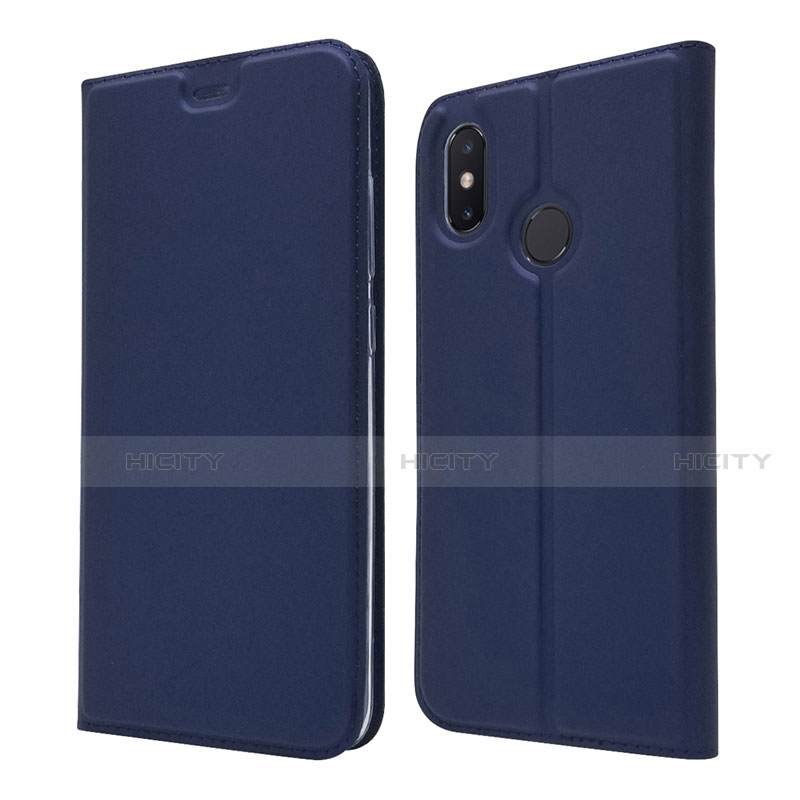 Xiaomi Mi 8用手帳型 レザーケース スタンド カバー L04 Xiaomi ネイビー