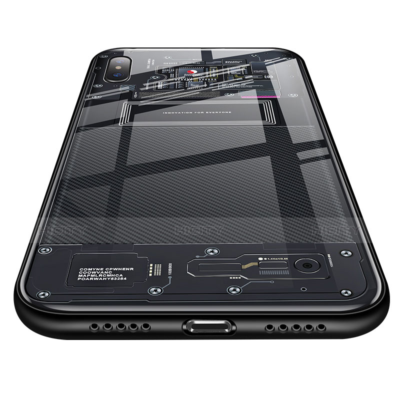 Xiaomi Mi 8 Explorer用ハイブリットバンパーケース クリア透明 プラスチック 鏡面 カバー S01 Xiaomi ブラック