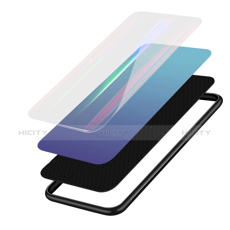 Xiaomi Mi 8 Explorer用ハイブリットバンパーケース プラスチック 鏡面 虹 グラデーション 勾配色 カバー Xiaomi 
