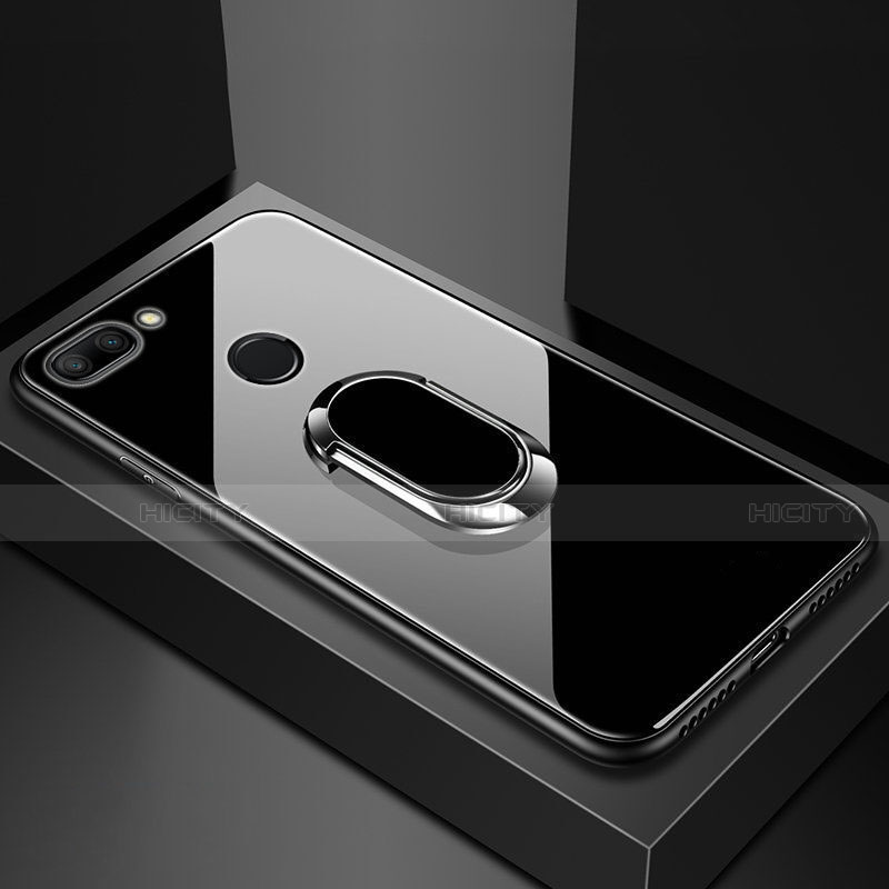 Xiaomi Mi 8 Lite用ハイブリットバンパーケース プラスチック 鏡面 カバー アンド指輪 マグネット式 Xiaomi ブラック