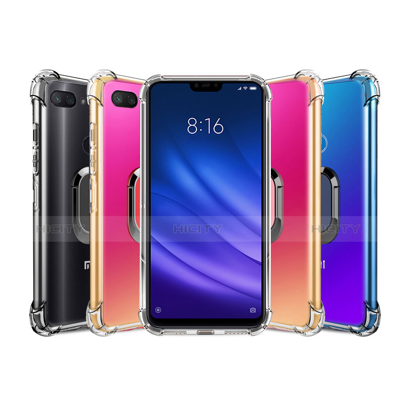 Xiaomi Mi 8 Lite用極薄ソフトケース シリコンケース 耐衝撃 全面保護 クリア透明 アンド指輪 マグネット式 S01 Xiaomi 