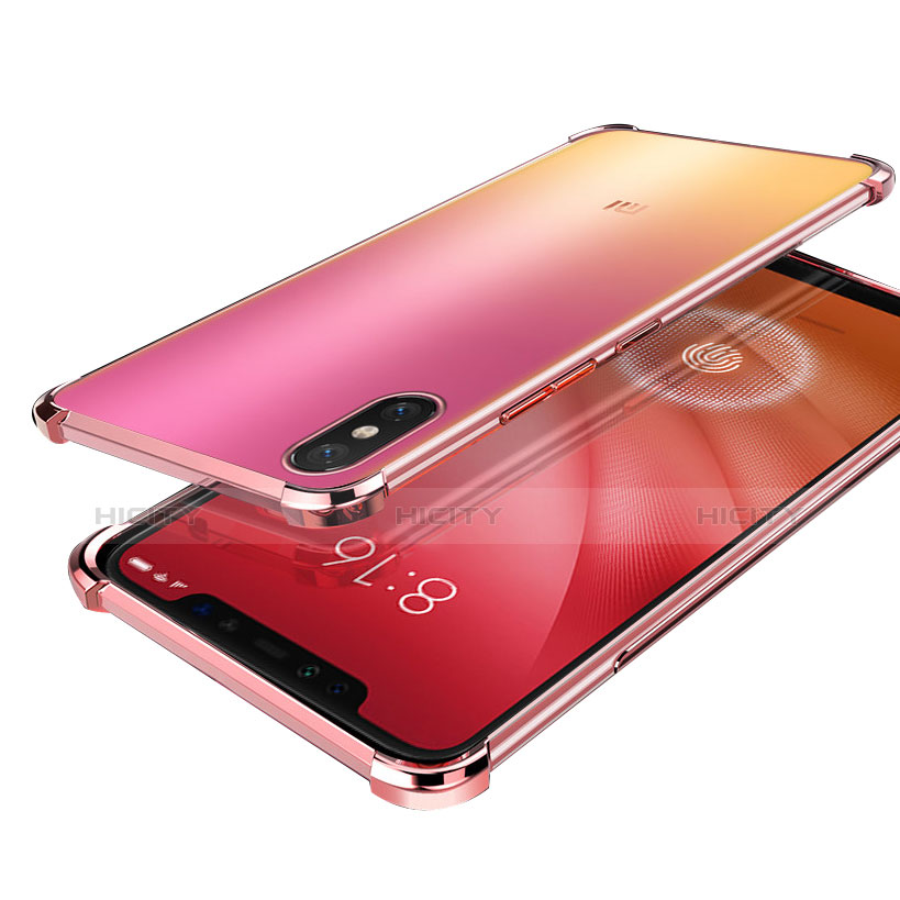 Xiaomi Mi 8 Screen Fingerprint Edition用極薄ソフトケース シリコンケース 耐衝撃 全面保護 クリア透明 H01 Xiaomi ローズゴールド