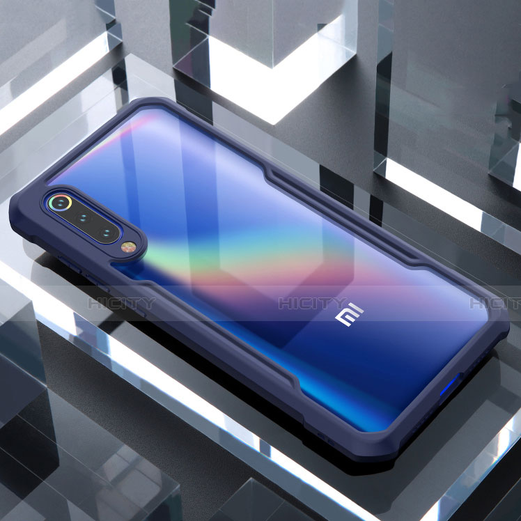 Xiaomi Mi 9用ハイブリットバンパーケース クリア透明 プラスチック 鏡面 カバー M02 Xiaomi ネイビー