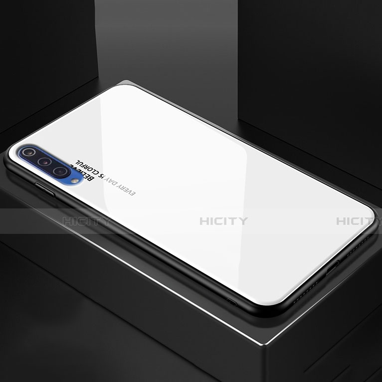 Xiaomi Mi 9 Lite用ハイブリットバンパーケース プラスチック 鏡面 虹 グラデーション 勾配色 カバー Xiaomi ホワイト