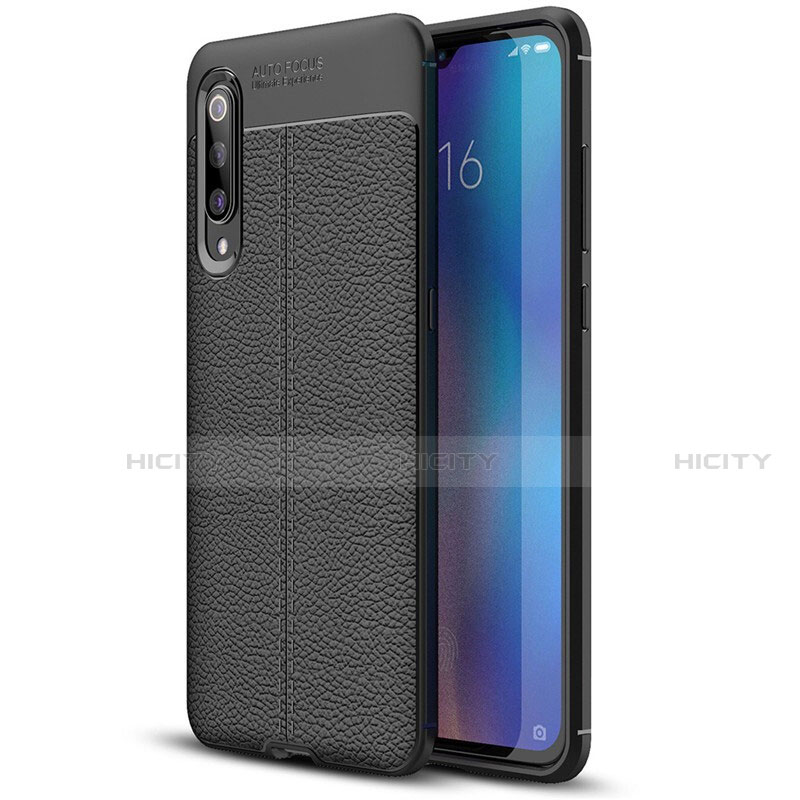 Xiaomi Mi 9 SE用シリコンケース ソフトタッチラバー レザー柄 S02 Xiaomi ブラック