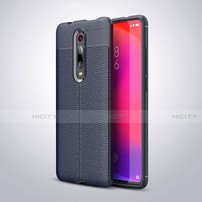 Xiaomi Mi 9T用シリコンケース ソフトタッチラバー レザー柄 カバー H01 Xiaomi ネイビー