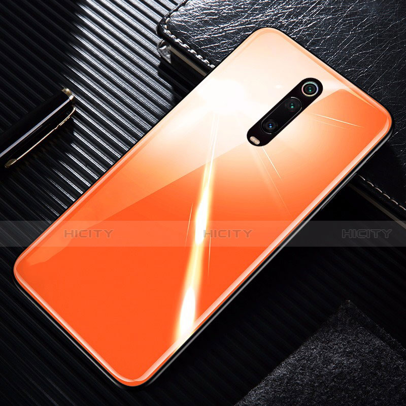 Xiaomi Mi 9T用ハイブリットバンパーケース プラスチック 鏡面 カバー T01 Xiaomi オレンジ