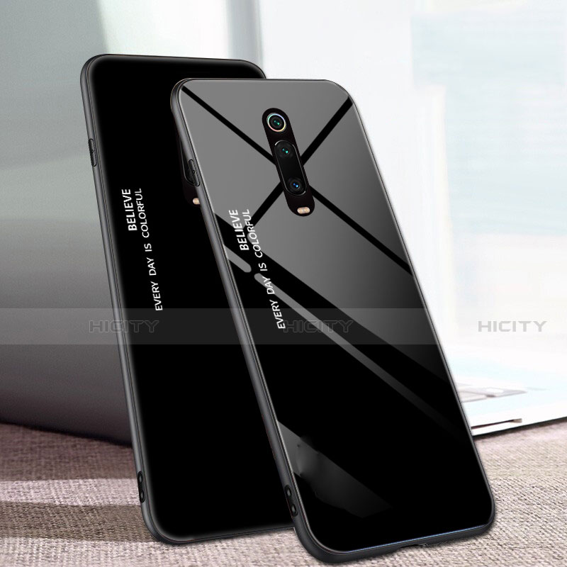 Xiaomi Mi 9T用ハイブリットバンパーケース プラスチック 鏡面 虹 グラデーション 勾配色 カバー H01 Xiaomi ブラック