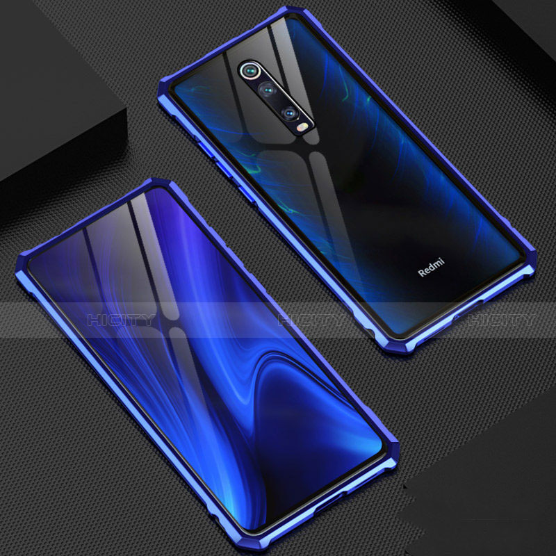 Xiaomi Mi 9T Pro用ケース 高級感 手触り良い アルミメタル 製の金属製 360度 フルカバーバンパー 鏡面 カバー T02 Xiaomi ネイビー