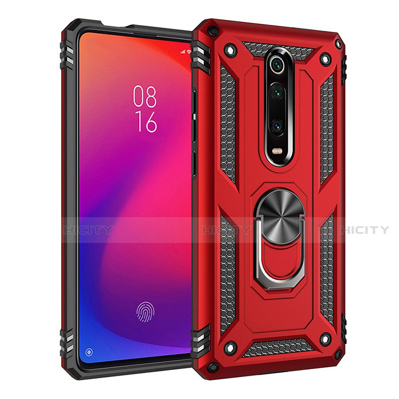 Xiaomi Mi 9T Pro用ハイブリットバンパーケース プラスチック アンド指輪 マグネット式 R02 Xiaomi レッド