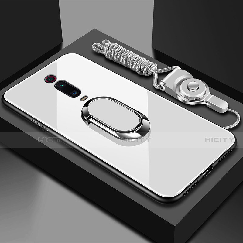 Xiaomi Mi 9T Pro用ハイブリットバンパーケース プラスチック 鏡面 カバー アンド指輪 マグネット式 T01 Xiaomi ホワイト
