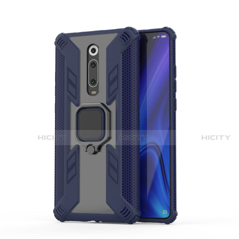 Xiaomi Mi 9T Pro用ハイブリットバンパーケース プラスチック アンド指輪 マグネット式 R03 Xiaomi ネイビー