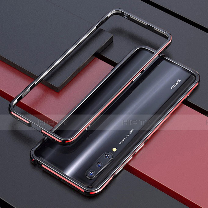 Xiaomi Mi A3用ケース 高級感 手触り良い アルミメタル 製の金属製 バンパー カバー T01 Xiaomi レッド