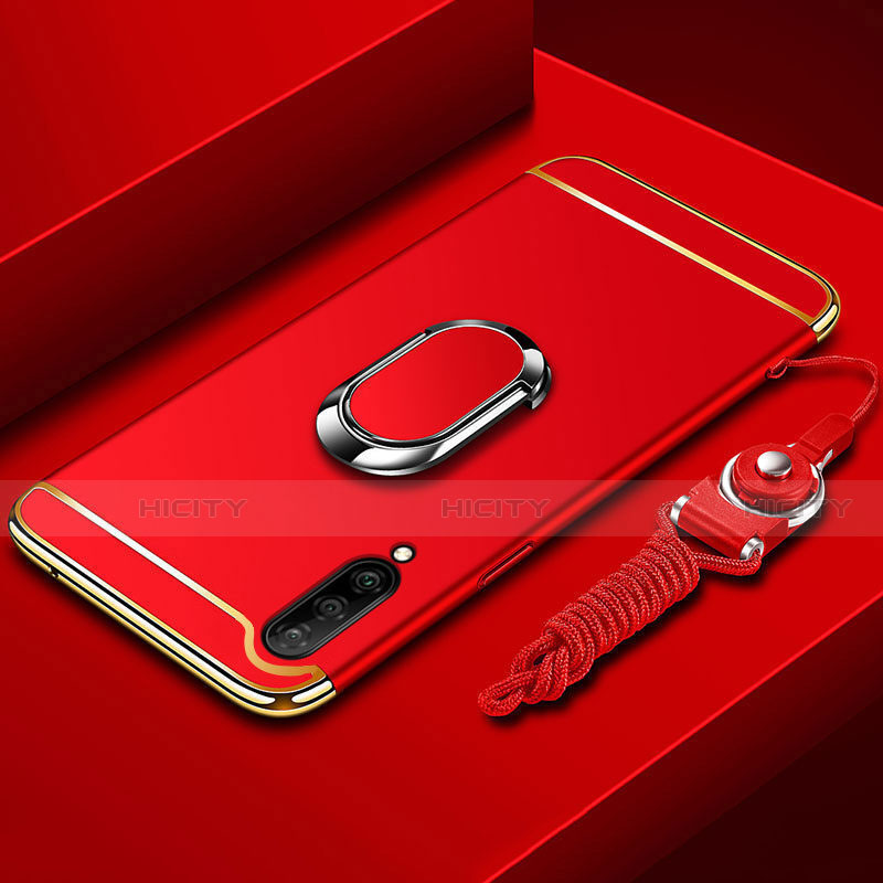 Xiaomi Mi A3用ケース 高級感 手触り良い メタル兼プラスチック バンパー アンド指輪 T01 Xiaomi レッド