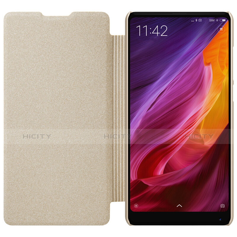 Xiaomi Mi Mix 2用手帳型 レザーケース スタンド Xiaomi ゴールド