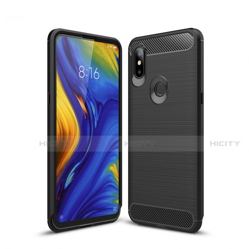 Xiaomi Mi Mix 3用シリコンケース ソフトタッチラバー ライン カバー Xiaomi ブラック