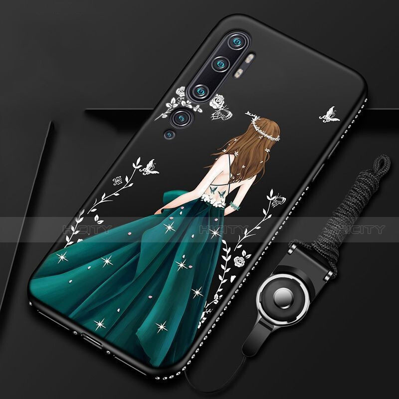 Xiaomi Mi Note 10用シリコンケース ソフトタッチラバー バタフライ ドレスガール ドレス少女 カバー S01 Xiaomi グリーン