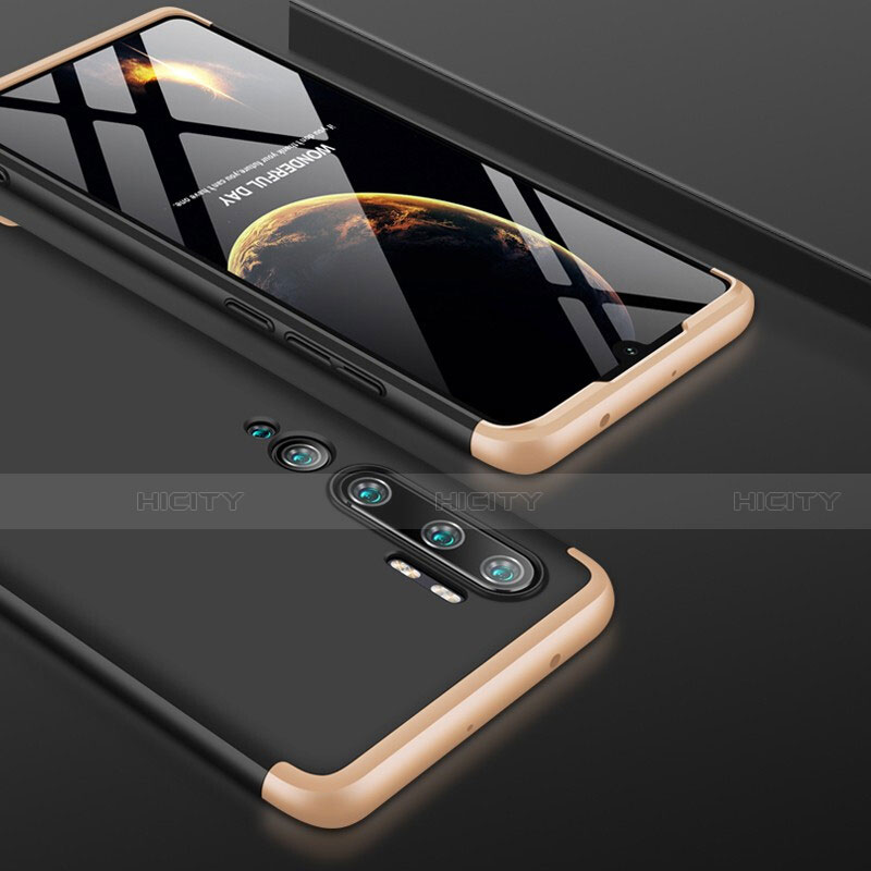 Xiaomi Mi Note 10用ハードケース プラスチック 質感もマット 前面と背面 360度 フルカバー P01 Xiaomi ゴールド・ブラック