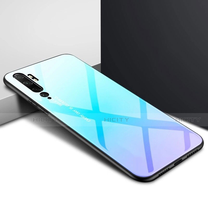 Xiaomi Mi Note 10用ハイブリットバンパーケース プラスチック 鏡面 虹 グラデーション 勾配色 カバー H02 Xiaomi 