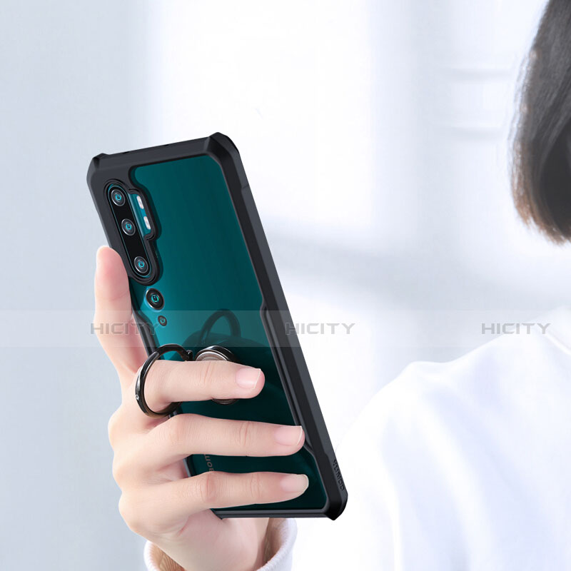 Xiaomi Mi Note 10用360度 フルカバーハイブリットバンパーケース クリア透明 プラスチック 鏡面 アンド指輪 マグネット式 Xiaomi 