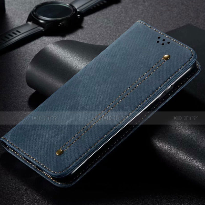 Xiaomi Mi Note 10 Lite用手帳型 布 スタンド Xiaomi ネイビー