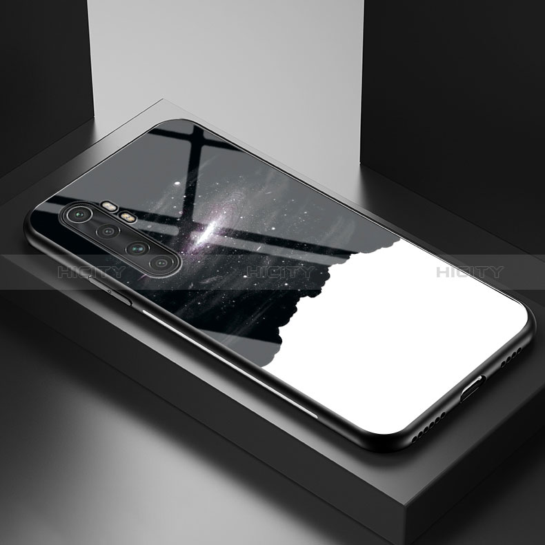 Xiaomi Mi Note 10 Lite用ハイブリットバンパーケース プラスチック パターン 鏡面 カバー LS1 Xiaomi ブラック