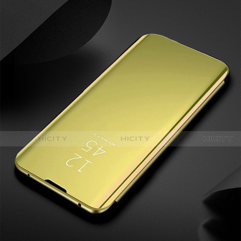 Xiaomi Mi Note 10 Pro用手帳型 レザーケース スタンド 鏡面 カバー S01 Xiaomi ゴールド