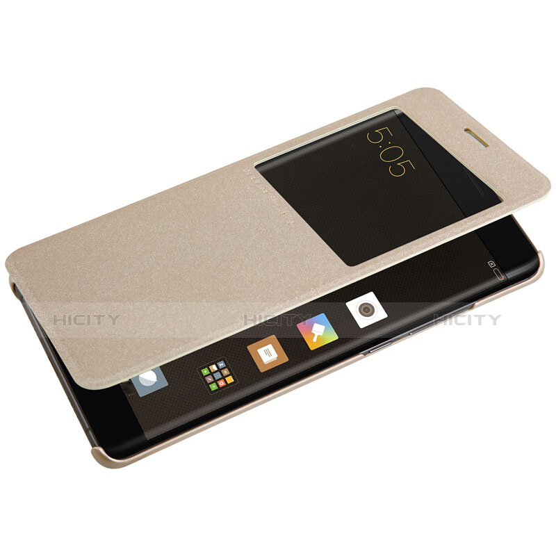 Xiaomi Mi Note 2用手帳型 レザーケース スタンド Xiaomi ゴールド