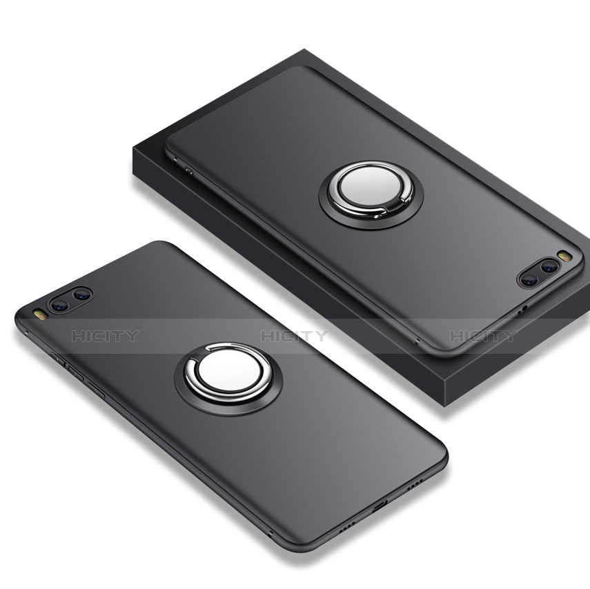 Xiaomi Mi Note 3用極薄ソフトケース シリコンケース 耐衝撃 全面保護 アンド指輪 A02 Xiaomi ブラック