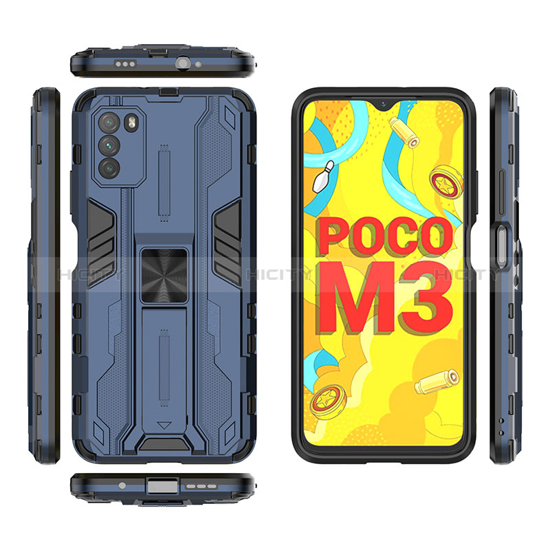 Xiaomi Poco M3用ハイブリットバンパーケース スタンド プラスチック 兼シリコーン カバー マグネット式 KC1 Xiaomi 