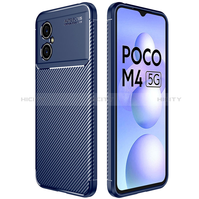 Xiaomi Poco M4 5G用シリコンケース ソフトタッチラバー ツイル カバー Xiaomi ネイビー