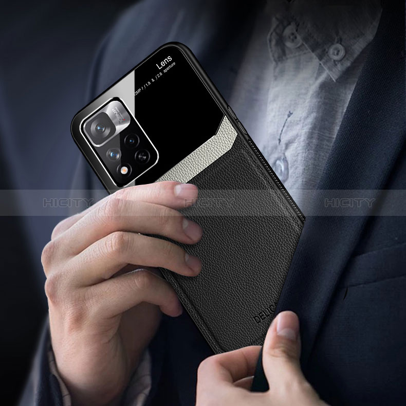 Xiaomi Poco M4 Pro 5G用シリコンケース ソフトタッチラバー レザー柄 カバー FL1 Xiaomi