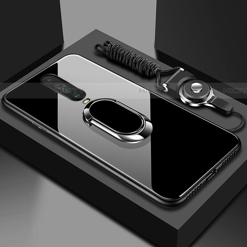 Xiaomi Poco X2用ハイブリットバンパーケース プラスチック 鏡面 カバー アンド指輪 マグネット式 Xiaomi ブラック