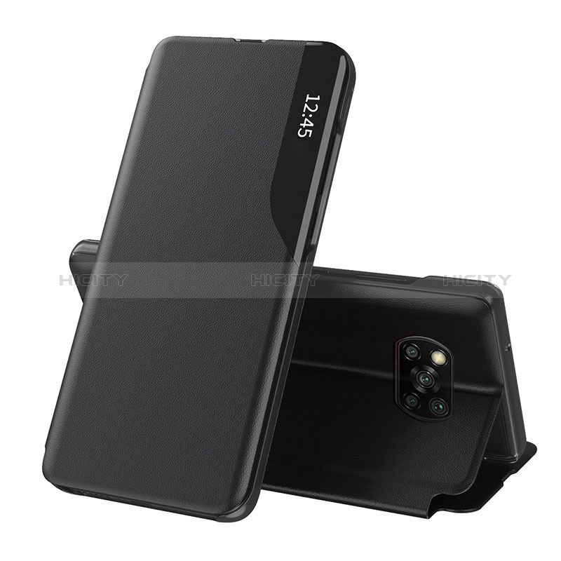 Xiaomi Poco X3用手帳型 レザーケース スタンド カバー Q01H Xiaomi ブラック