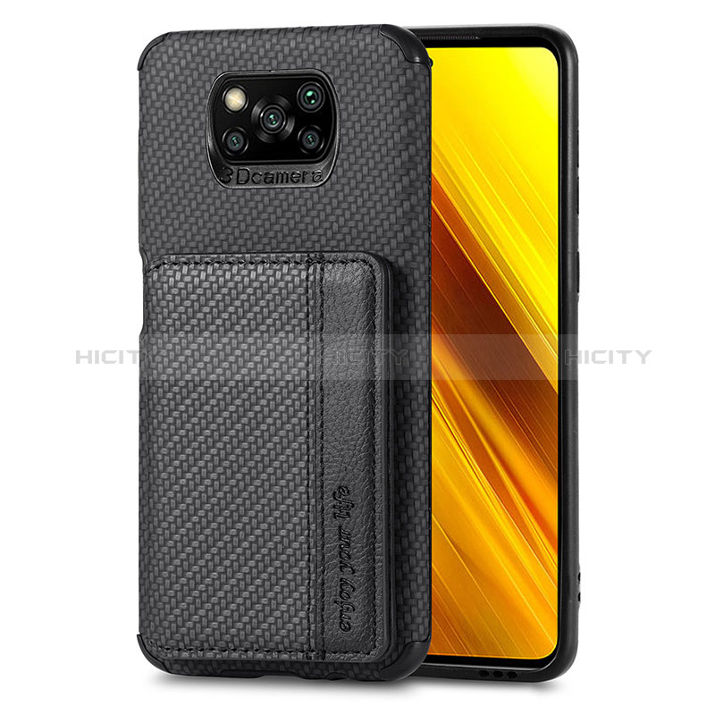 Xiaomi Poco X3 NFC用極薄ソフトケース シリコンケース 耐衝撃 全面保護 マグネット式 バンパー S01D Xiaomi ブラック