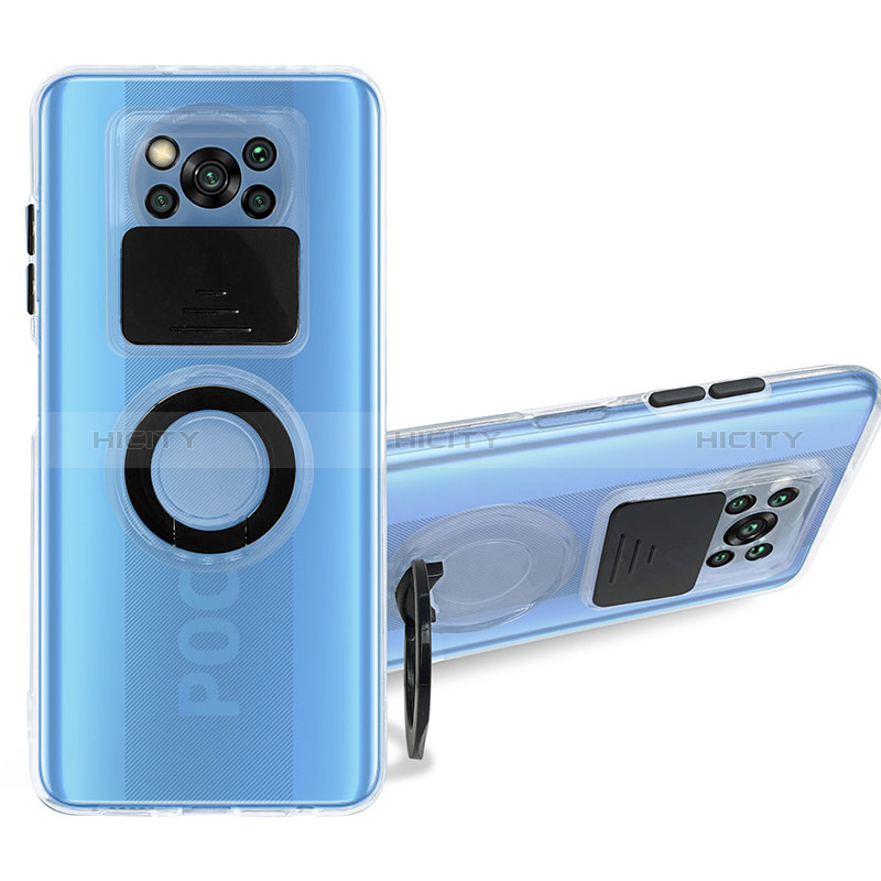 Xiaomi Poco X3 NFC用極薄ソフトケース シリコンケース 耐衝撃 全面保護 クリア透明 スタンド MJ1 Xiaomi ブラック