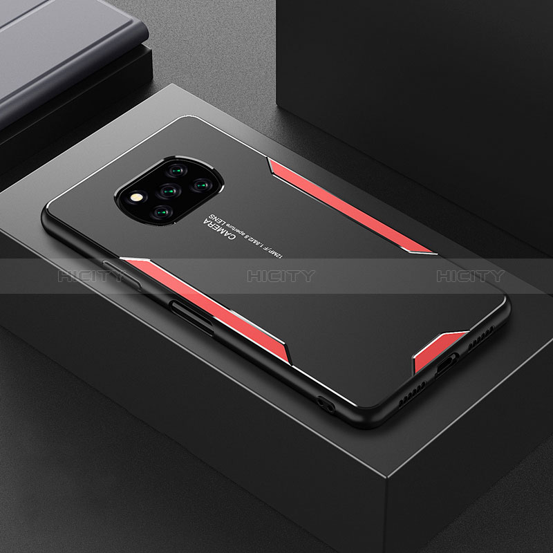 Xiaomi Poco X3 NFC用ケース 高級感 手触り良い アルミメタル 製の金属製 兼シリコン カバー Xiaomi レッド