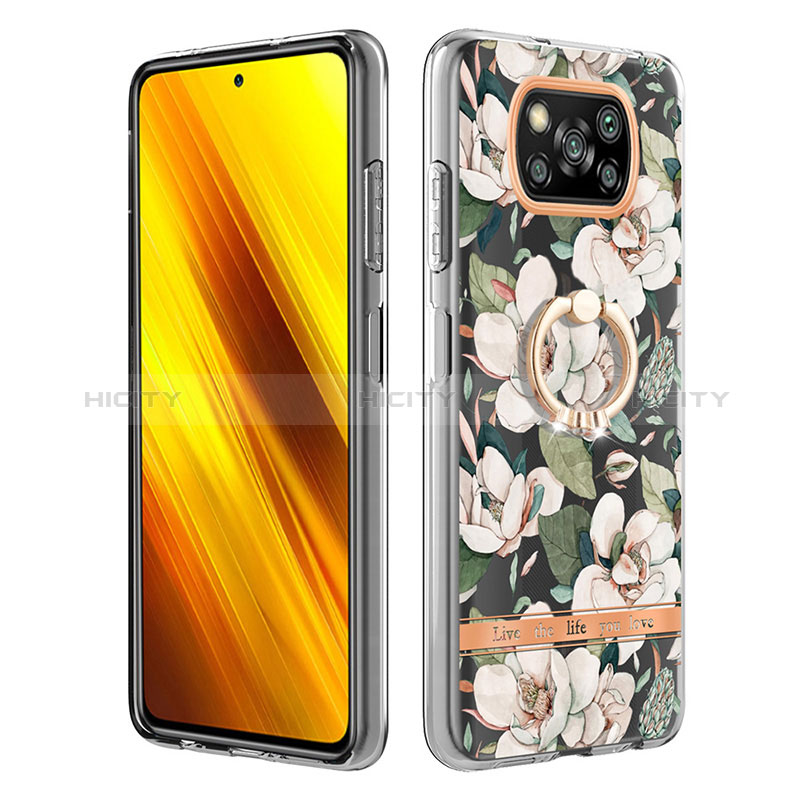 Xiaomi Poco X3 NFC用シリコンケース ソフトタッチラバー バタフライ パターン カバー アンド指輪 Y06B Xiaomi 