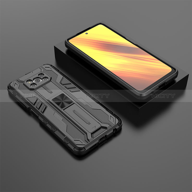Xiaomi Poco X3 NFC用ハイブリットバンパーケース スタンド プラスチック 兼シリコーン カバー マグネット式 KC2 Xiaomi 