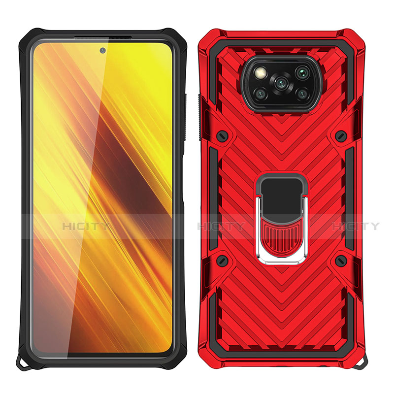 Xiaomi Poco X3 NFC用ハイブリットバンパーケース プラスチック アンド指輪 マグネット式 S01 Xiaomi 