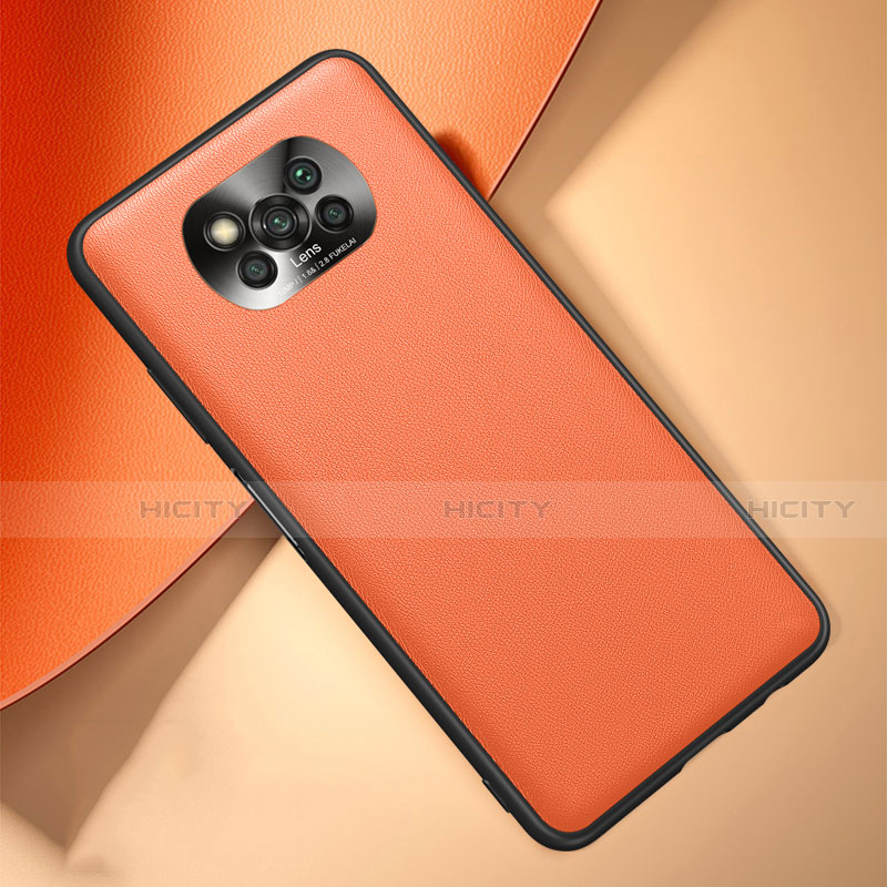Xiaomi Poco X3 Pro用ケース 高級感 手触り良いレザー柄 Xiaomi オレンジ