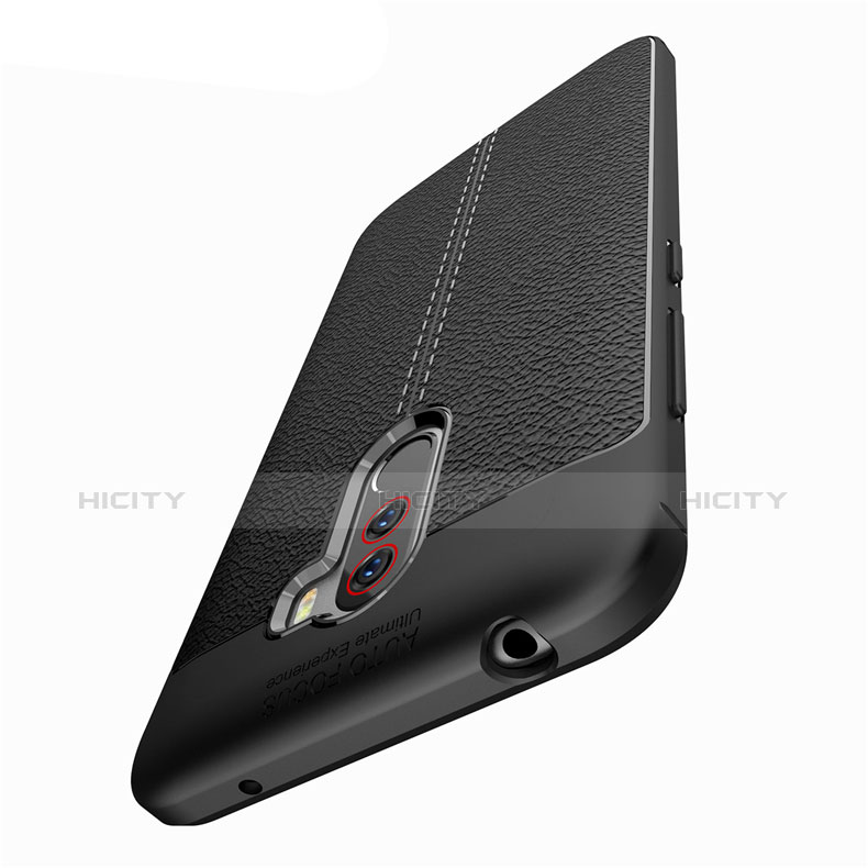 Xiaomi Pocophone F1用シリコンケース ソフトタッチラバー レザー柄 Q01 Xiaomi ブラック