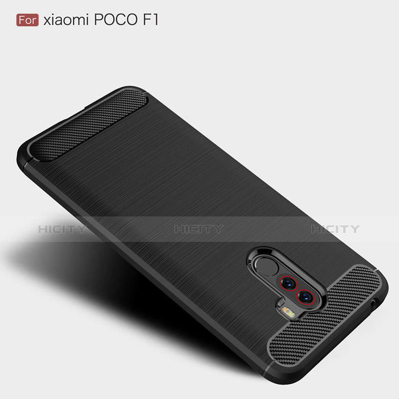 Xiaomi Pocophone F1用シリコンケース ソフトタッチラバー ツイル Xiaomi ブラック
