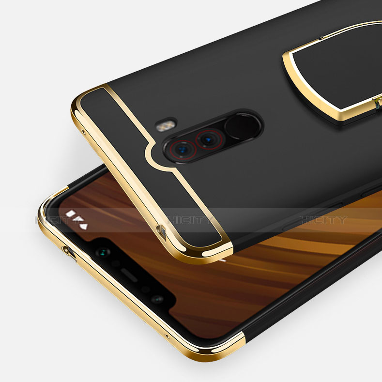 Xiaomi Pocophone F1用ケース 高級感 手触り良い メタル兼プラスチック バンパー アンド指輪 A01 Xiaomi 