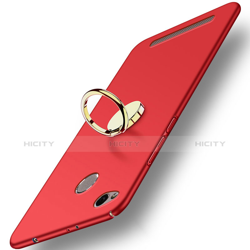 Xiaomi Redmi 3S用ハードケース プラスチック 質感もマット アンド指輪 A02 Xiaomi レッド