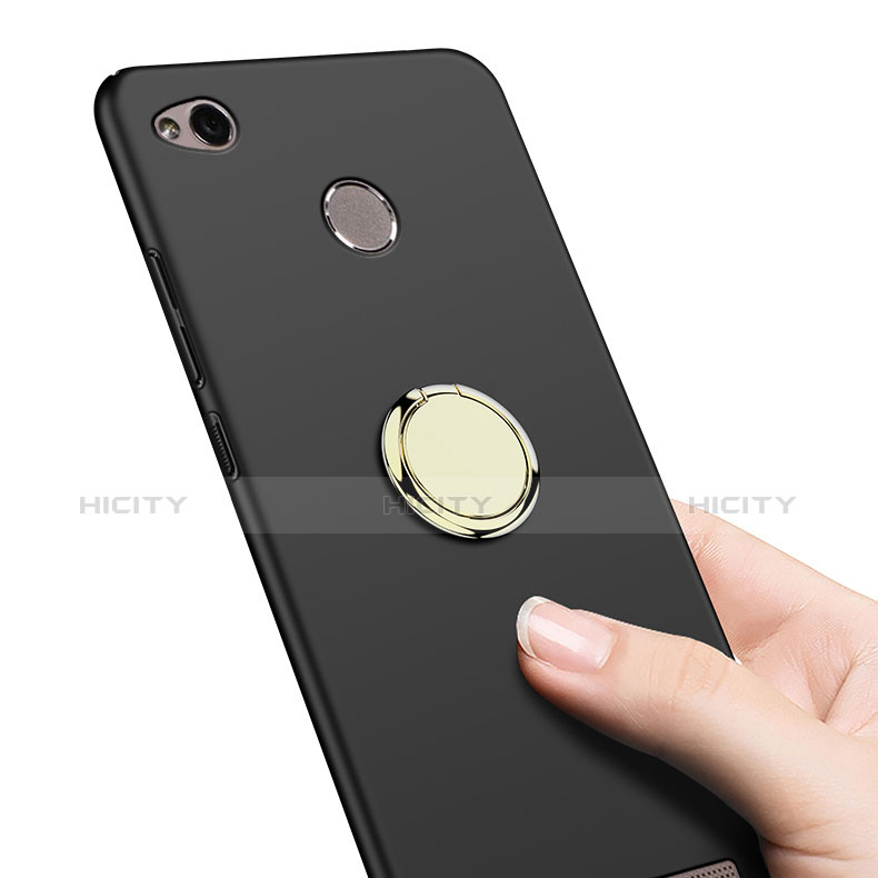 Xiaomi Redmi 3S用ハードケース プラスチック 質感もマット アンド指輪 A02 Xiaomi ブラック