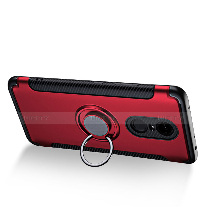 Xiaomi Redmi 5 Plus用ハイブリットバンパーケース プラスチック アンド指輪 兼シリコーン Xiaomi レッド