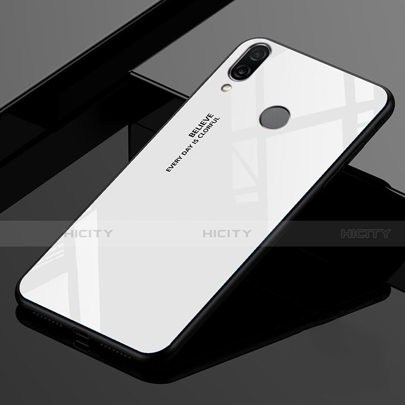 Xiaomi Redmi 7用ハイブリットバンパーケース プラスチック 鏡面 虹 グラデーション 勾配色 カバー Xiaomi ホワイト