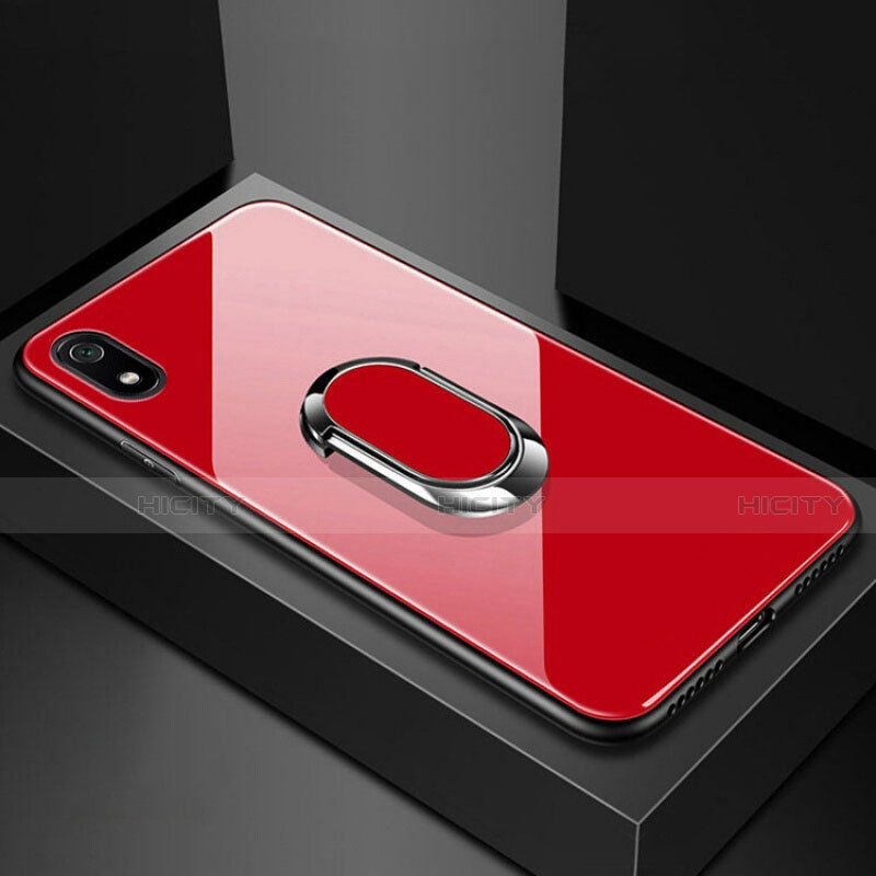 Xiaomi Redmi 7A用ハイブリットバンパーケース プラスチック 鏡面 カバー アンド指輪 マグネット式 A01 Xiaomi レッド